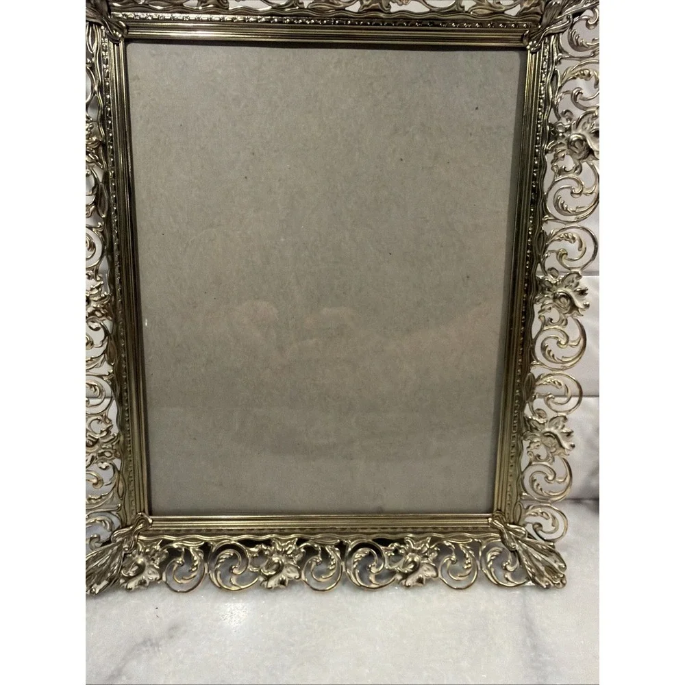 Vintage Set Of 2 Gold Metal Filigree Picture Frames 8x10 Hollywood Regency A002